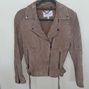 BCBGMaxAzria Women's Taupe Leather Jacket